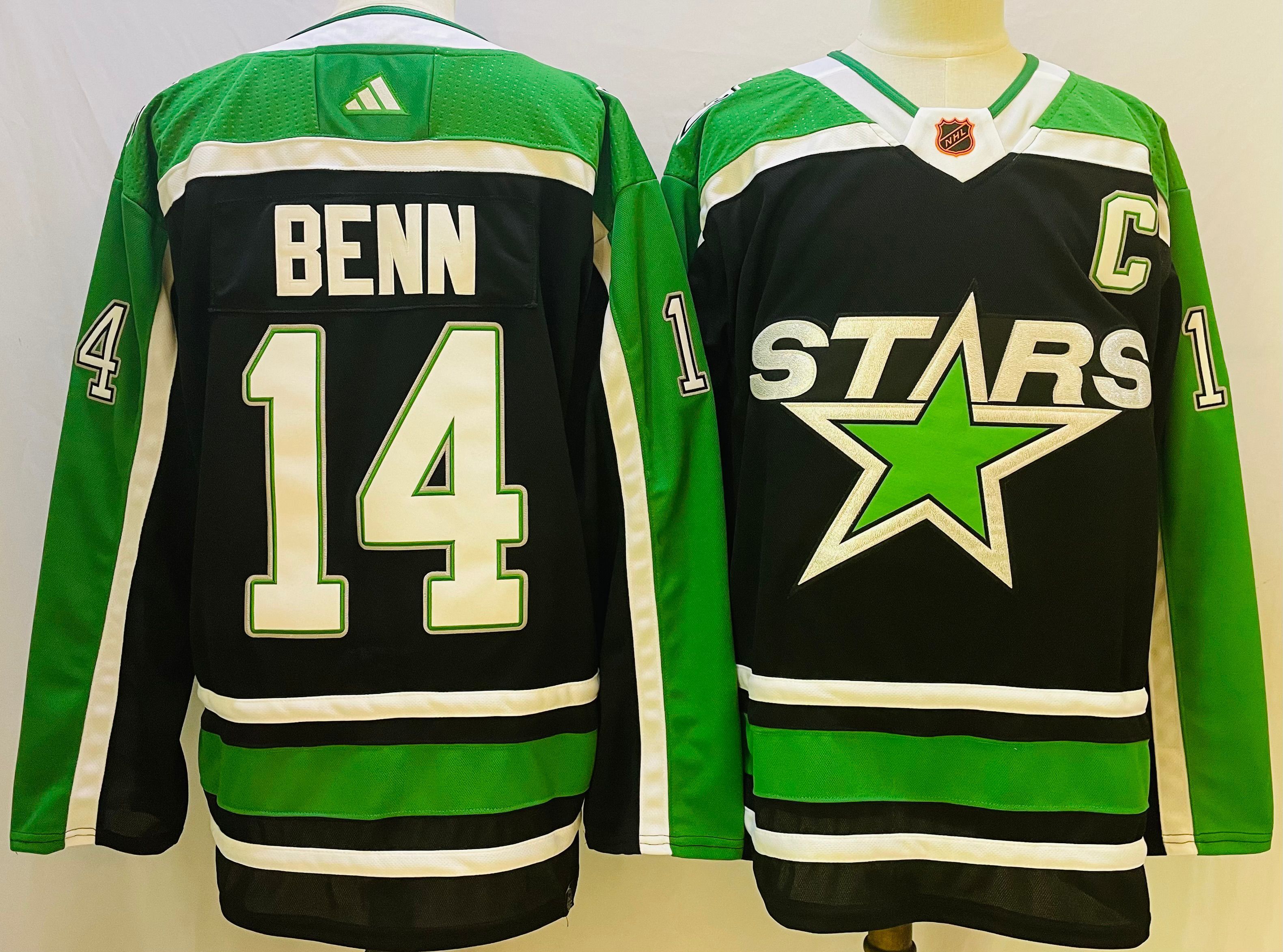 Men Dallas Stars #14 Benn Black Throwback 2022 Adidas NHL Jersey->dallas stars->NHL Jersey
